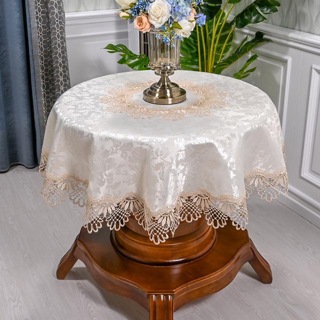 Круглая скатерть, кружевная скатерть для домашнего обихода, чехол для обеденного стола, европейский вышитый цветок, тканевый коврик для стола, чехол от пыли