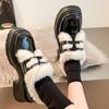 Women's Furry Thick Sole Loafers 2025 Winter Chunky Sole Cotton Lined Warm Shoes Height Increase Fashion Footwear