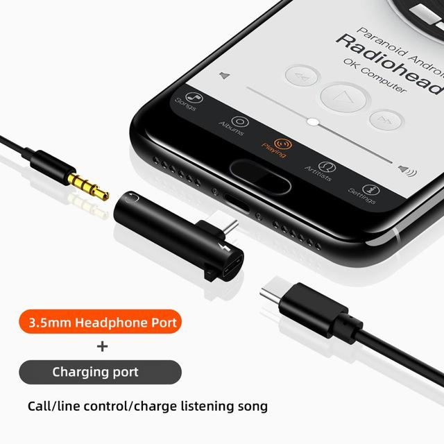 2 IN 1 Audio Adapter For Type C To 3.5MM Jack Jsaux Aux Usb C Headphone Jack Audio Cable for Xiaomi Mi iPad For Ios To 3.5mm Connector Audio Splitter