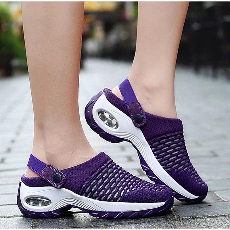 Women's Large Size Mesh Shaking Slippers Summer Casual Two Sides Wear Sandals Shoes 35-43
