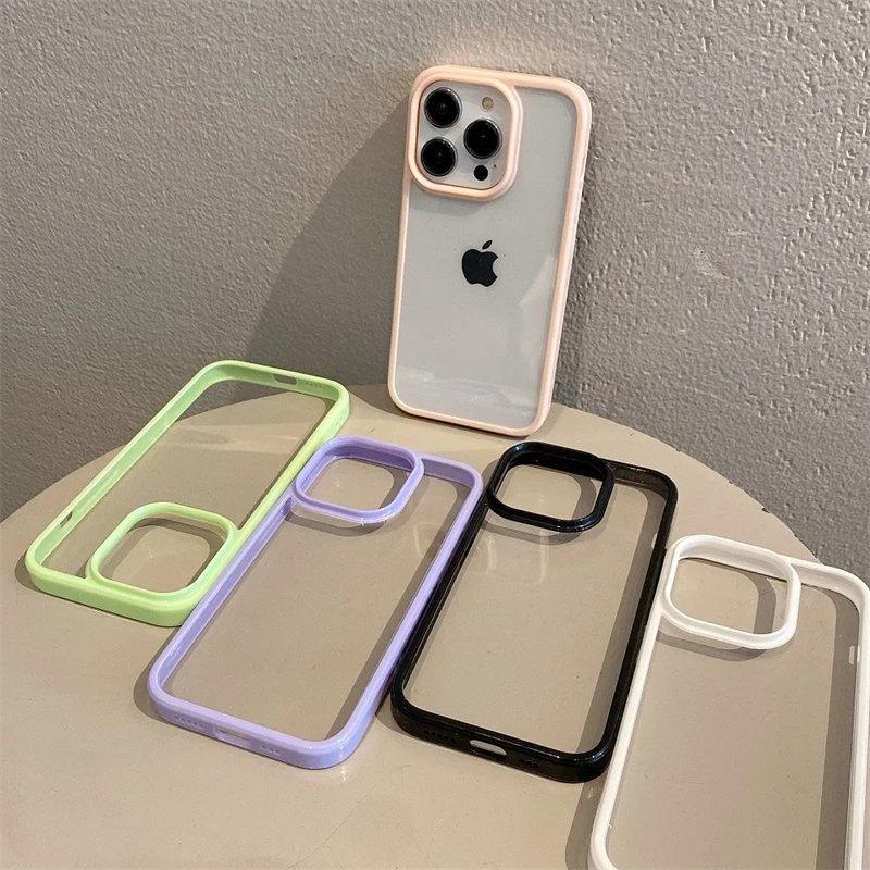 Прозрачный чехол-бампер цвета конфет для iPhone 16 15 14 13 Mini 12 11 Pro Max XR XS X 7 8 Plus SE2020, мягкая противоударная задняя крышка