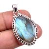 Natural Labradorite Gemstone 925 Solid Sterling Silver Gift Pendant 1.75" I0K24