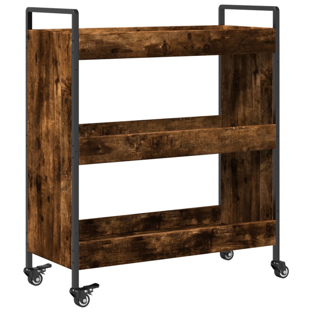 Kitchen Trolley Smoked Oak Finish 70 x 30 x 82 cm Engineered Wood