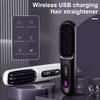Cordless Hair Straightener Brush 3 Temperatures LCD Display Fast Heating USB Rechargeable Portable Hot Brush Detangling Comb