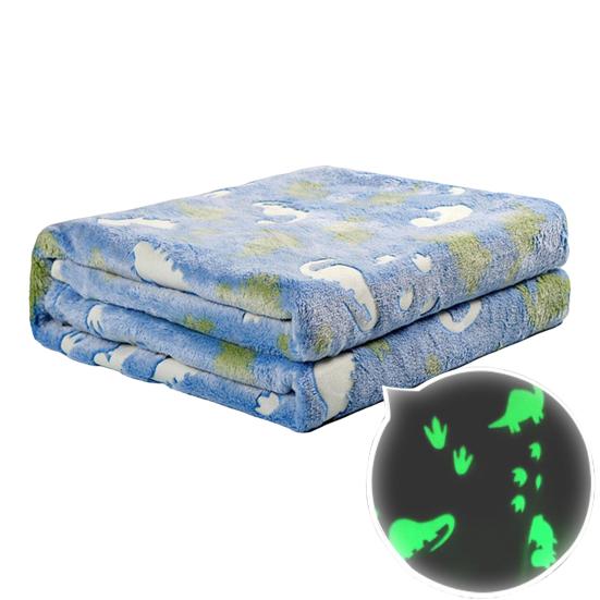 Двухстороннее фланелевое светящееся одеяло со звездами, луной и динозаврами, светящееся в темноте одеяло, термоодеяло