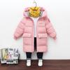 New Winter Boys Jacket Solid Color Mid-Length Keep Warm Cold Protection Hooded Down Cotton Windbreaker Coats For