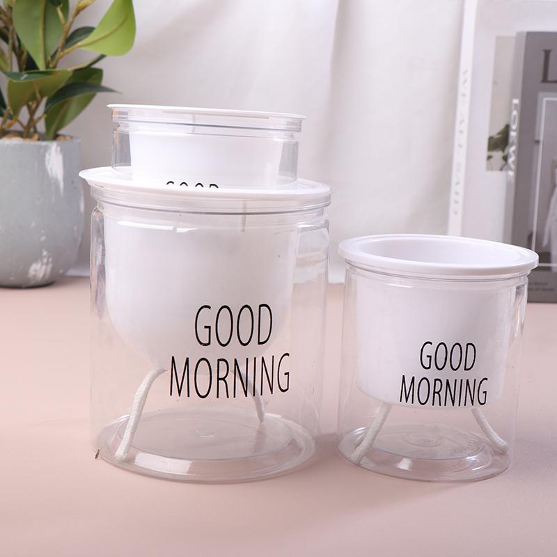 Ленивый гидропонный цветочный горшок, автоматический впитывающий воду цветочный горшок, прозрачный двухслойный пластиковый самополивающийся горшок для офиса