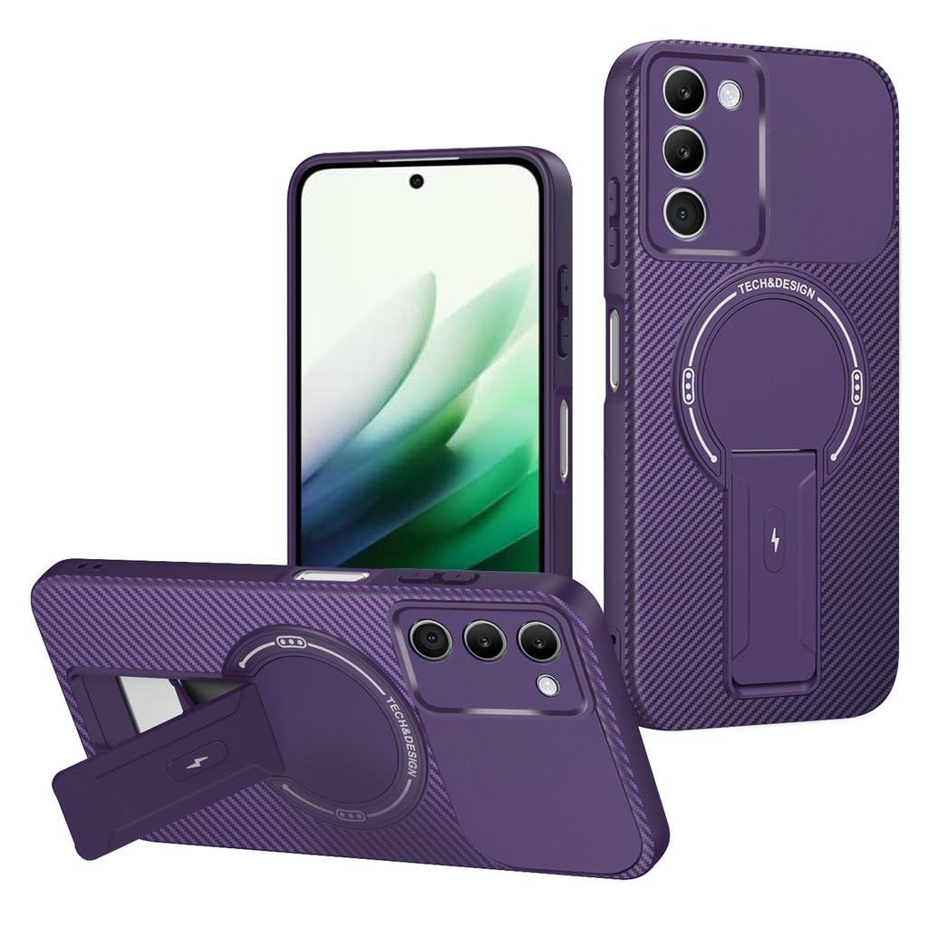 Для Xiaomi Redmi 15 5G (Глобальный) (169 мм) Чехол Текстура Углеродного Волокна ПК+ТПУ Чехол для Телефона с Подставкой