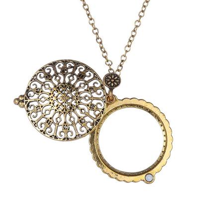 Винтажная цепочка с увеличительным стеклом, ожерелье, кулон, подарок бабушке, металлическая лупа