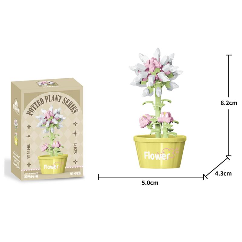 Creative Immortal Flowers Building Block Succulent Pot Ornament Kids Birthday Gift Casual Puzzle Toy