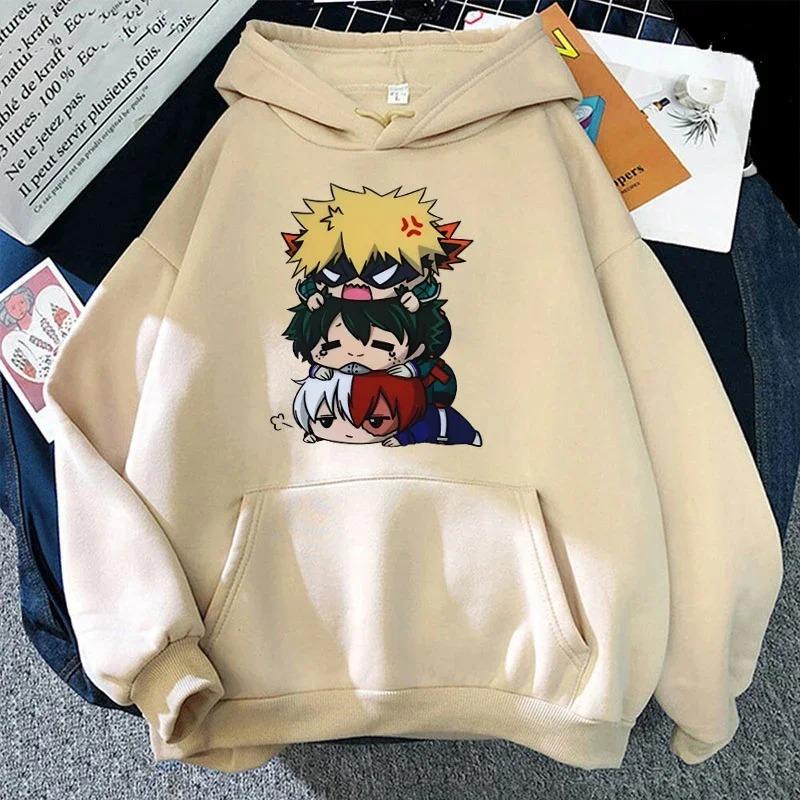 Толстовка с капюшоном в стиле аниме «My Hero Academia» с принтом Deku Bakugou Katsuki Todoroki Shoto, осенне-зимний свитер с капюшоном