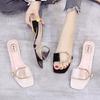 Summer and Autumn Fashion New Solid Color Banquet Square Toe PVC Sexy Sandals Comfortable Casual Low Heels for Women