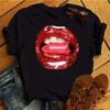 Lips Pure Cotton Printed Unisexs and Womens Fashion Trend Tshirt Summer New Personalized Round Neck Loose Casual Tshirt