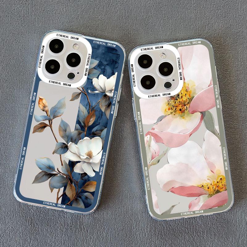 Винтажный прозрачный чехол с цветами для iPhone 15 14 Pro Max 12 11 13 Pro Max 7 8 14 15 Plus SE2 X XR XS, задние крышки с бабочками и растениями