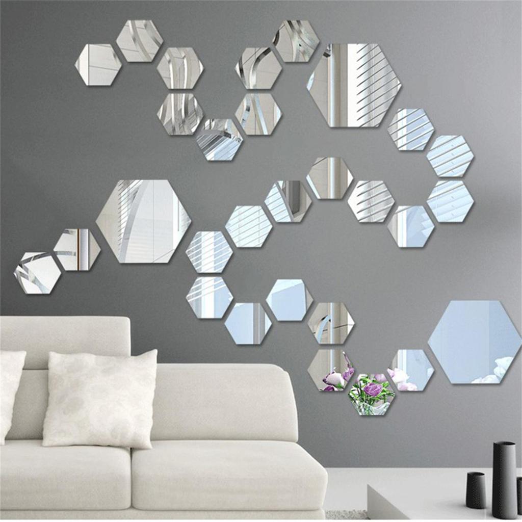 Flexible Reflective Hexagon Mirror Sheets Self Adhesive Mirror Tiles Non Glass Mirror Stickers for Home Decoration