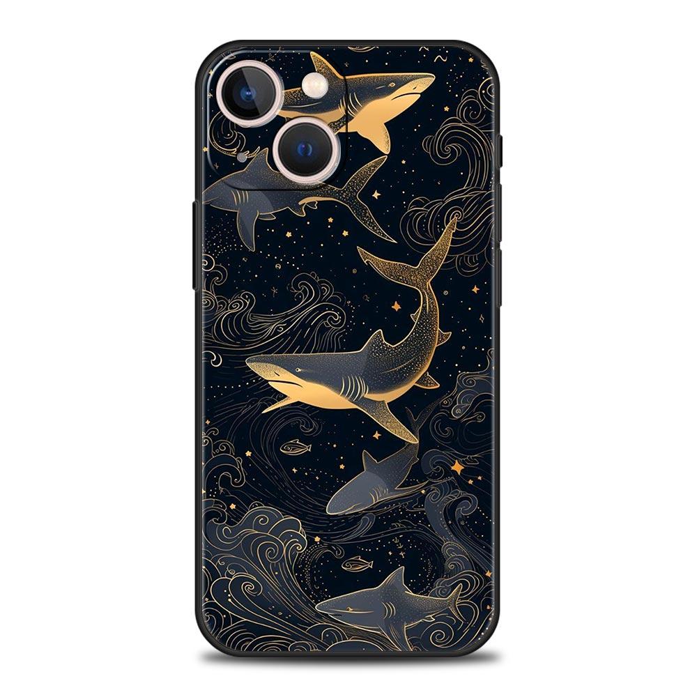 Чехол для телефона Акула Для iPhone 17 Air 16 Plus 13 15 14 12 11 Pro MAX 7 8 SE Мягкий ТПУ Ударопрочный Чехол Funda