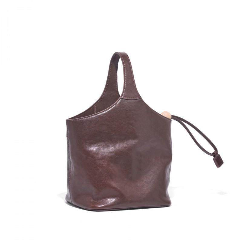 Qiu's New Blessing Bucket Vegetable Basket Top Layer Crystal Tire Cowhide Single Shoulder Cross-slung Hand Daily All-matching Casual Commuting
