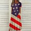 Женское летнее повседневное модное платье с коротким рукавом и карманом на День независимости с коротким рукавом