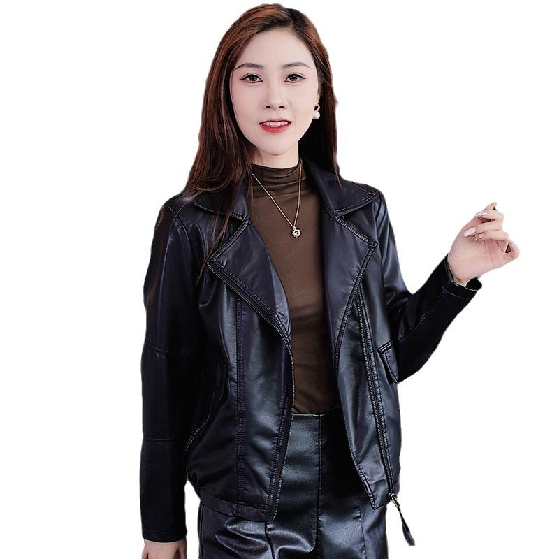 Кожаное женское пальто на весну и осень, новая корейская версия мотоциклетного костюма, утягивающая и универсальная короткая кожаная куртка, модный топ