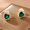 2024 New Fashion Rhinestone Heart Without Piercing Ear Clip Earrings for Women Imitation Crystal Earrings