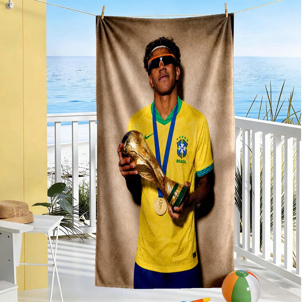 Lamine Yamal Brazilian Footballer Trophy Beach Towel High Absorbency & Quick-Dry Comfortable Lightweight