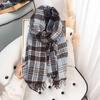Осень и зима высококачественный имитация кашемира клетчатый шарф женский нишевый ретро велосипедный на улице с теплым шарфом