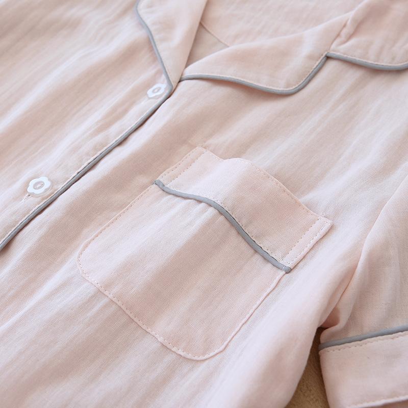 Весна и лето, новая женская пижама, комплект из трех предметов: короткие рукава + шорты + брюки, 100% хлопок, марля, женский домашний комплект