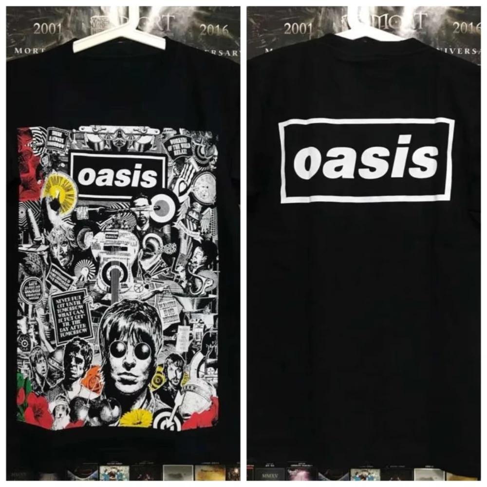 OASIS Oasis Band Таиланд Импортный Хлопок Мужская и Женская Принтованная Рок Хлопок Летняя Повседневная Спортивная Футболка Унисекс с Коротким Рукавом