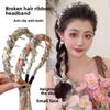 Adjustable Fabric Hair Bands Retro Fabric Ribbon Hair Hoop Gifts Bow Braided Headbands