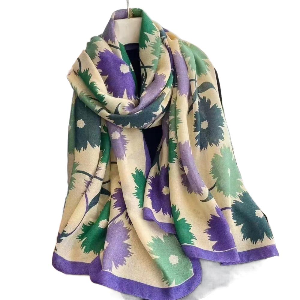 Korean Style Sunscreen Foulard Shawl Elegant Shawl Wrap Headkerchief Floral Scarf Shawls Travel