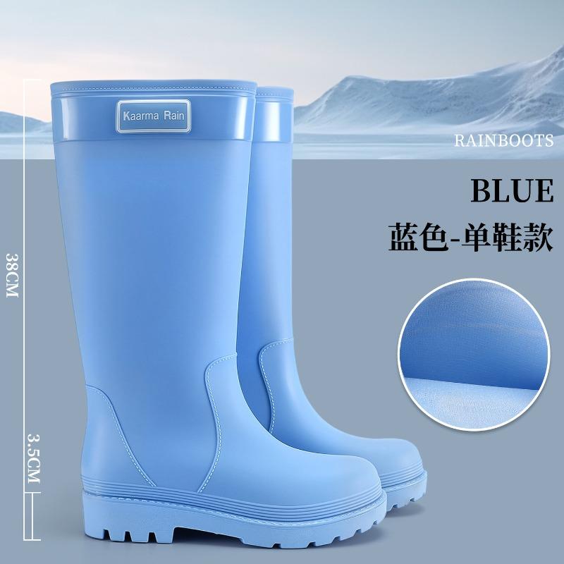 Extra high rain shoes women's water shoes fashion wear waterproof and velvet warm adult rainforest hiking non-slip rubber rain boots