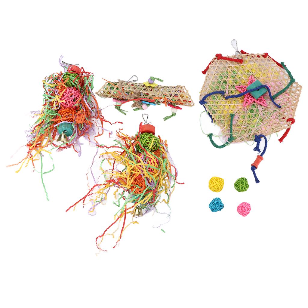 Bird Chewing Toys Bird Colorful Foraging Shredder Toy with Swing for Small Medium Parrots