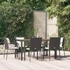 VidaXL Garden Dining Set and Cushions 7pcs Black Wicker 3157966