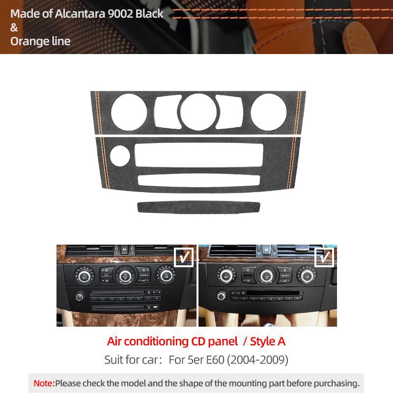 QTPC8 For BMW E60 Series 5 Made of Alcantara Car Interior Center Console CD Panel Trim Frame Performance Stickers Tuning Accessorie