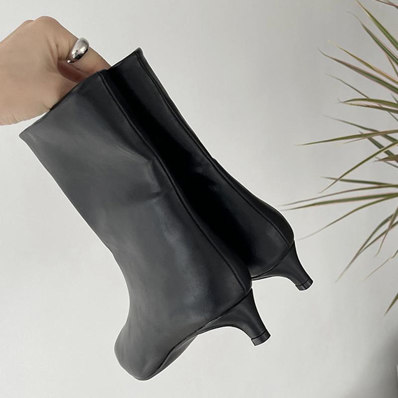 Модные женские ботильоны с острым носком, женские узкие короткие туфли на низком каблуке, туфли-лодочки для вечернего платья, зима-осень