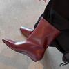 Fashion Low Heel Single Boots Autumn New Square Toe Splice Cover Foot Soft Sole Anti-Slip Wear-Resistant Short Boots