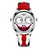 Generic Joker Quartz Watch Fashionable Cool Clown Face All Occasions 30m Water Resistant Stainless Steel Watch, White Red Black