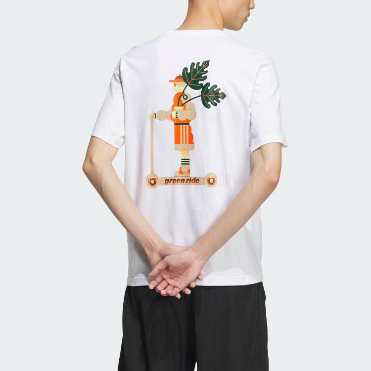 Adidas Neo Cartoon Print Back Спортивная футболка с короткими рукавами Мужские топы Белые IK5093