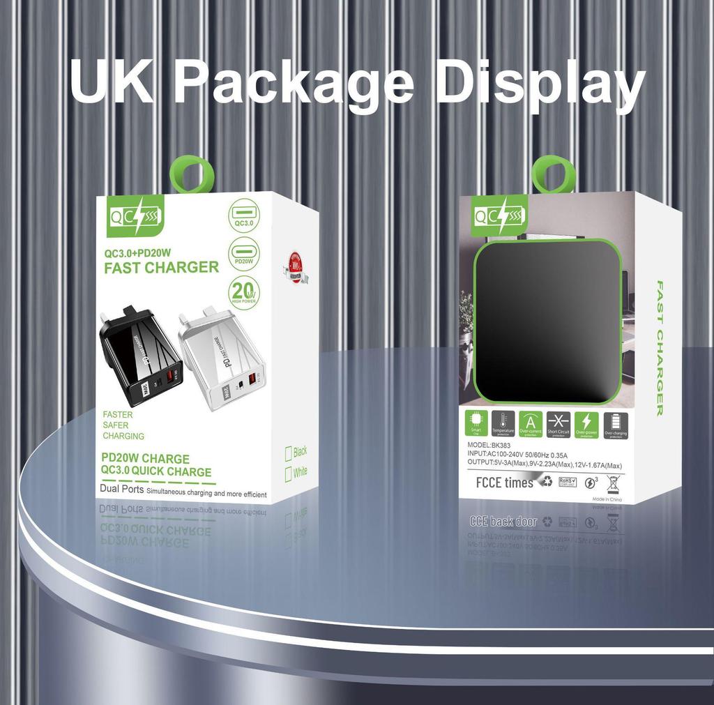 Двойное быстрое USB-зарядное устройство - 5В/9В/12В, QC3.0+PD, стандарты ЕС/США