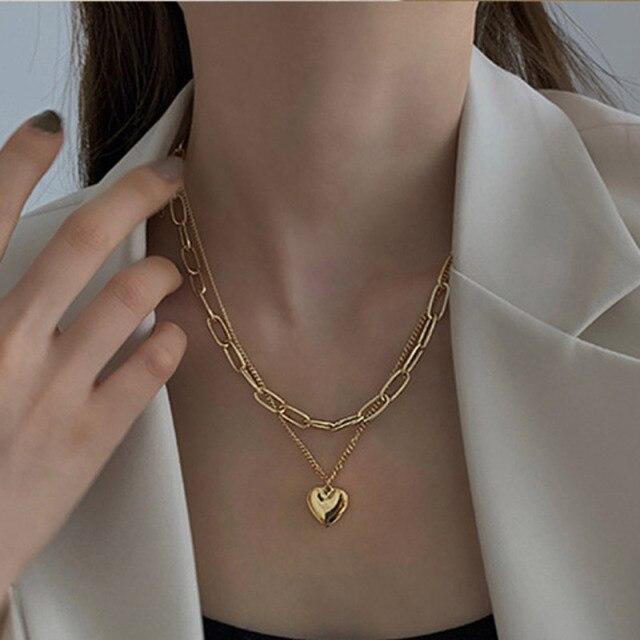 Vintage Multi-layer Coin Pendant Choker Necklace For Women Gold Silver Color Fashion Chunky Chain Necklaces Jewelry
