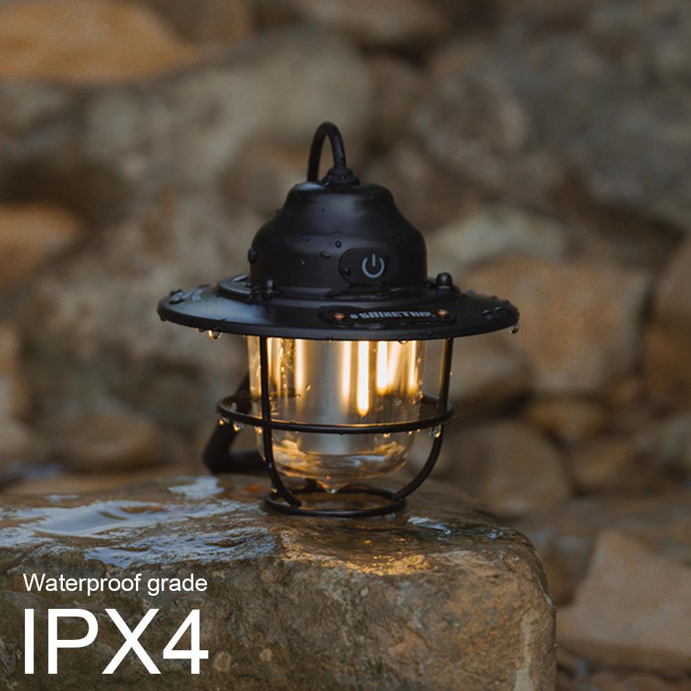 Mini Camping Light USB Rechargeable Hook Camping Lantern Stepless Dimming Outdoor Waterproof Tent Lights Emergency Lamps