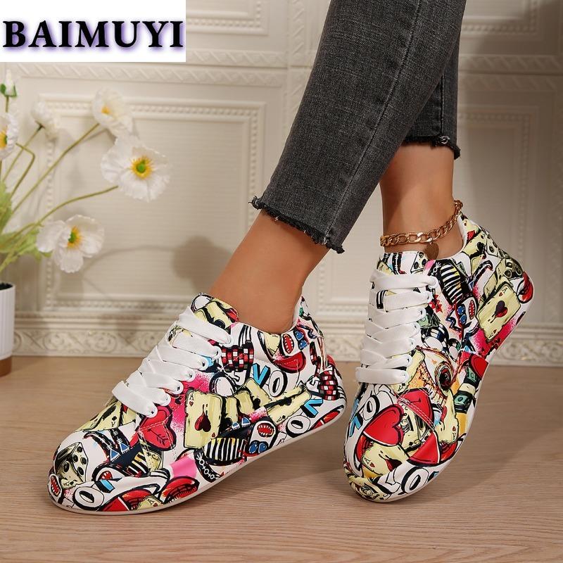 Случайные граффити женские кроссовки на плоской подошве повседневные кроссовки зима 2025 тренд абсолютно новые спортивные дорожные туфли походные Mujer Zapatos