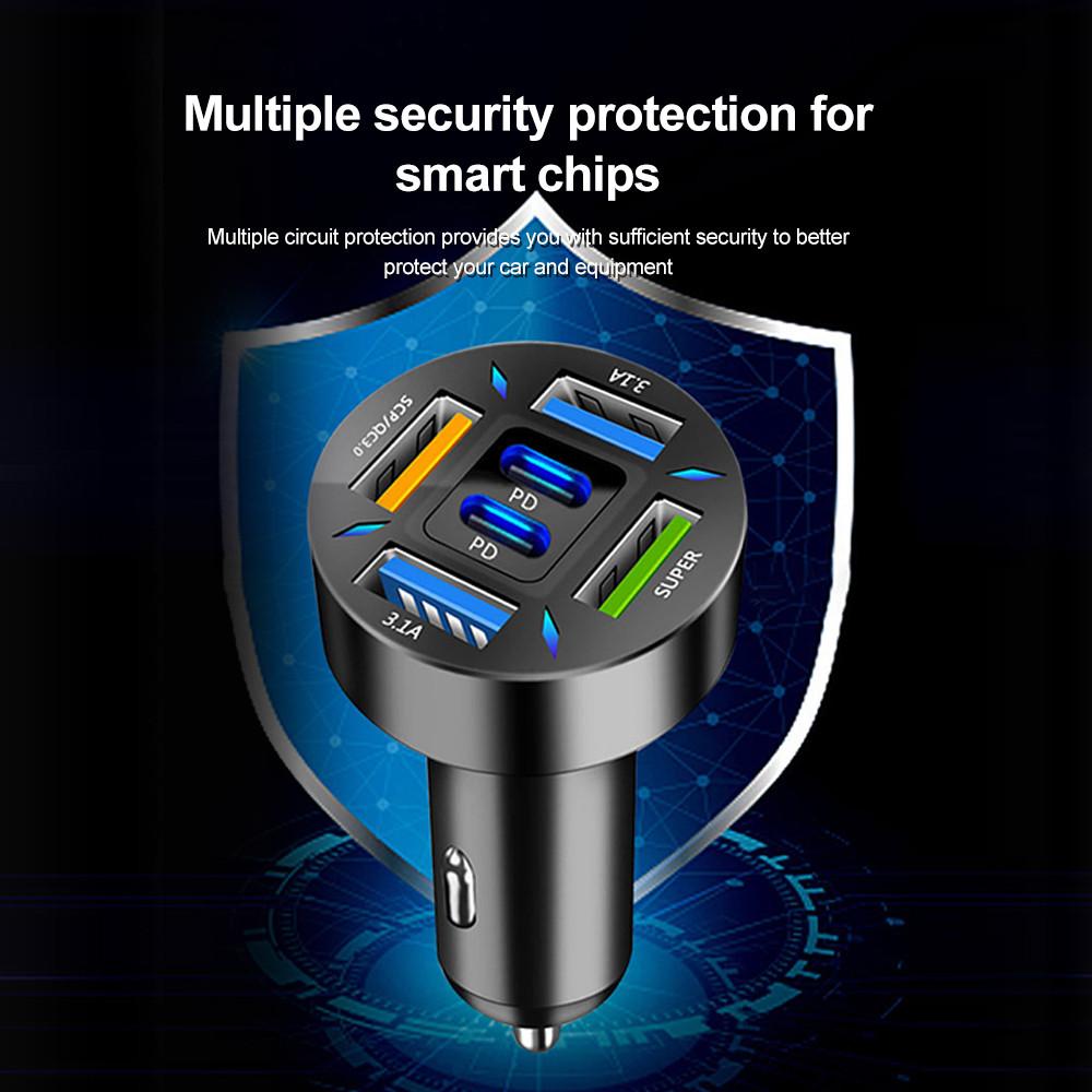 Multi-Port Car Charger 12-32V QC3.0 PD 20W Fast Charging USB Type-C Universal