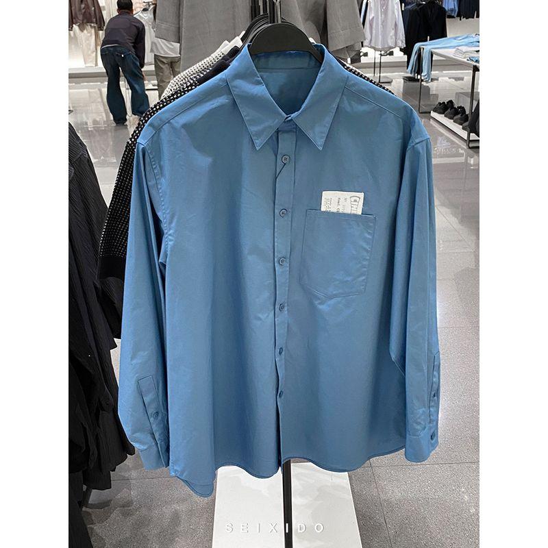 Cabinet 399! Spring New Men's Oversize Loose Version Simple Casual Patch Long sleeve Shirts 7380855