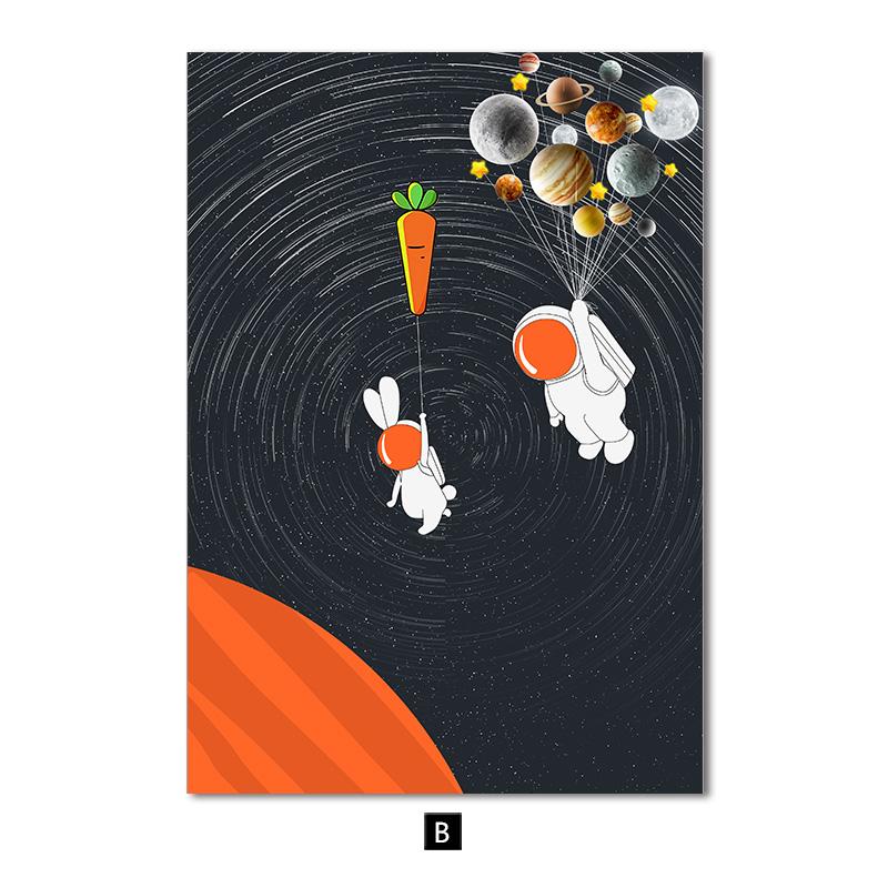Современный мультяшный космический астронавт, планета, детский постер, луна, детский сад, спальня, украшение для дома, живопись, холст, настенная художественная картина