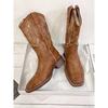 Cowhide~ He Sui Has the Same Versatile Leather Western Cowboy Boots Women's Thick Heel Embroidered Knight Boots Retro Medium Riding Boots