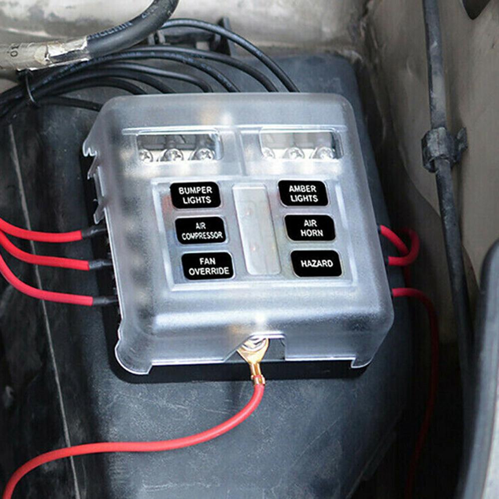Universal 6 Ways  Block Car  Holder With Negative Electrode Vehicle  Box Auto  Connector Box With LED Light