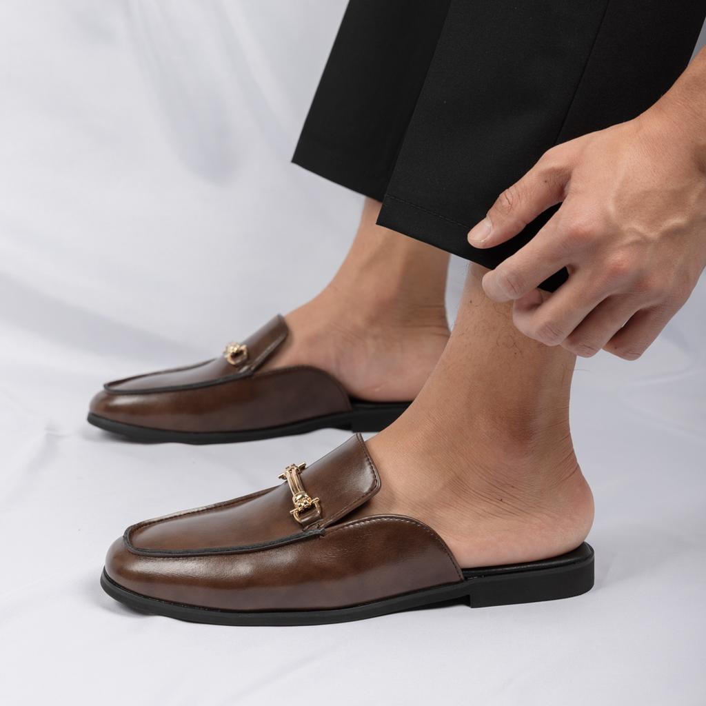 Модные мужские шлепанцы в британском стиле для улицы, мягкие, удобные, повседневные, кожаные, ручной работы, для ходьбы, дизайнерские балетки