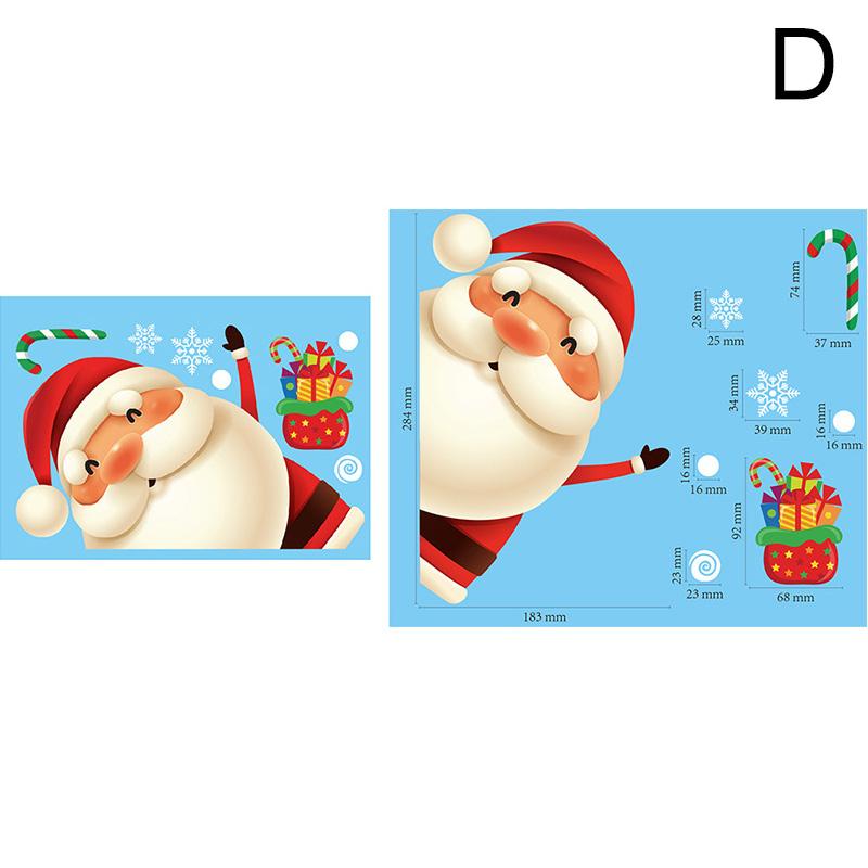1шт мультфильм 20*30см рождественский подарок домашний декор наклейка на окно Санта-Клаус настенные наклейки наклейки