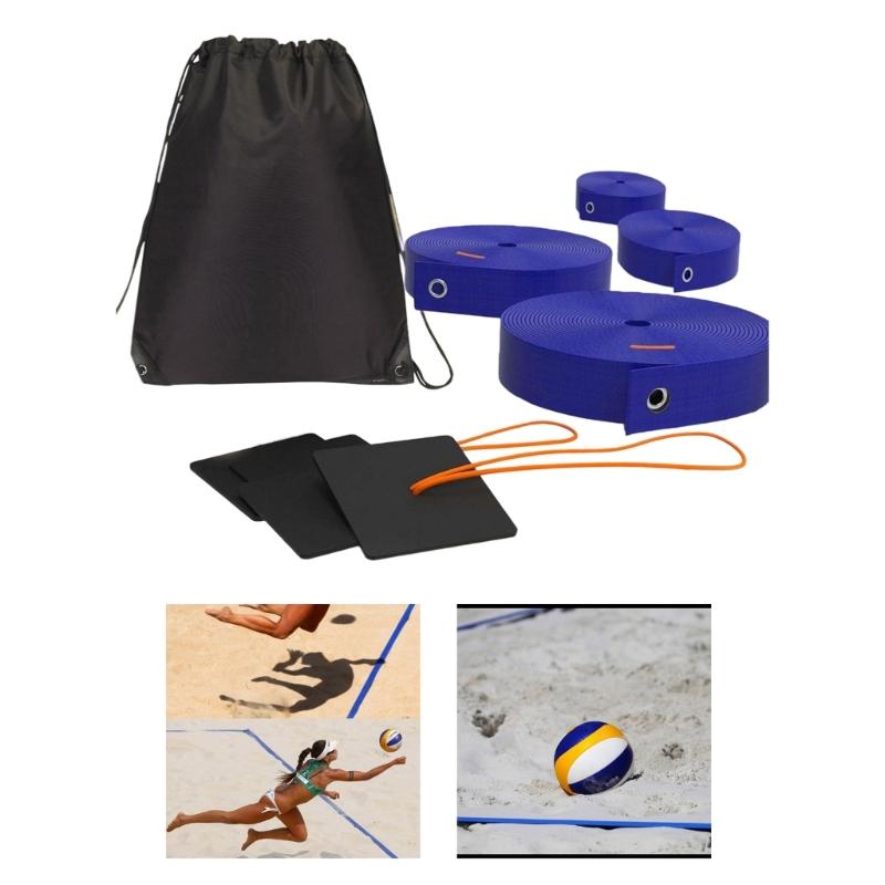 Профессиональная разметка волейбольных площадок для улицы, регулируемая линия границ с песочными якорями, сетчатая сумка, официальный размер